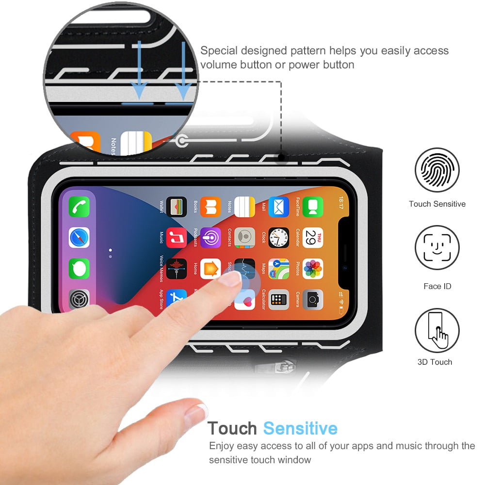 JEMACHE Running Armband for iPhone 16 15 14 Pro Max/Plus, Samsung Galaxy S25 S24 S23 Ultra/Plus/FE, Gym Workouts Arm Band (Black)