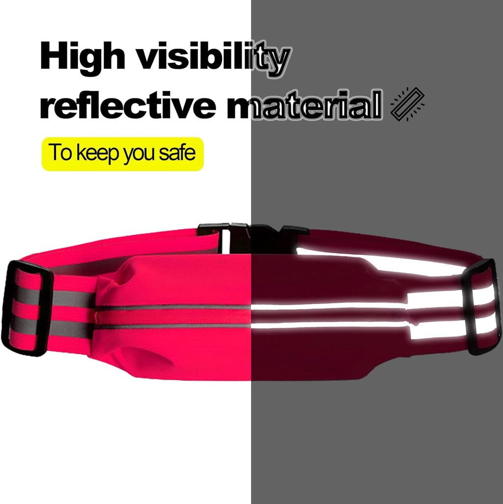 IULAVP Running Belt Running Phone Belt for Women and Men Phone Holder Runners Pouch Waist Reflective Runners Money Belts Exercise Waist Workout Jogging Running Gear Accessories (Pink）