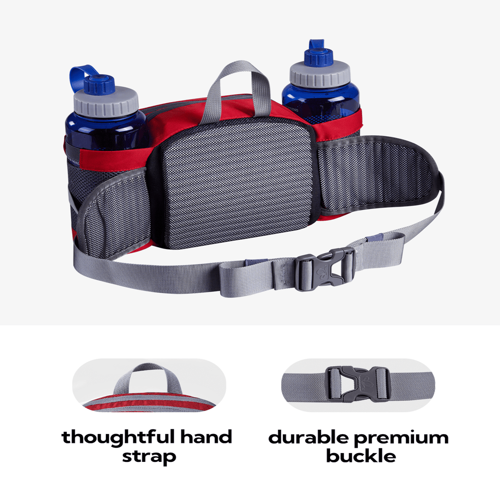 WATERFLY Unisex Large Capacity Hiking with Bottle Holder Nylon Fanny Pack Waist Bag,Gray
