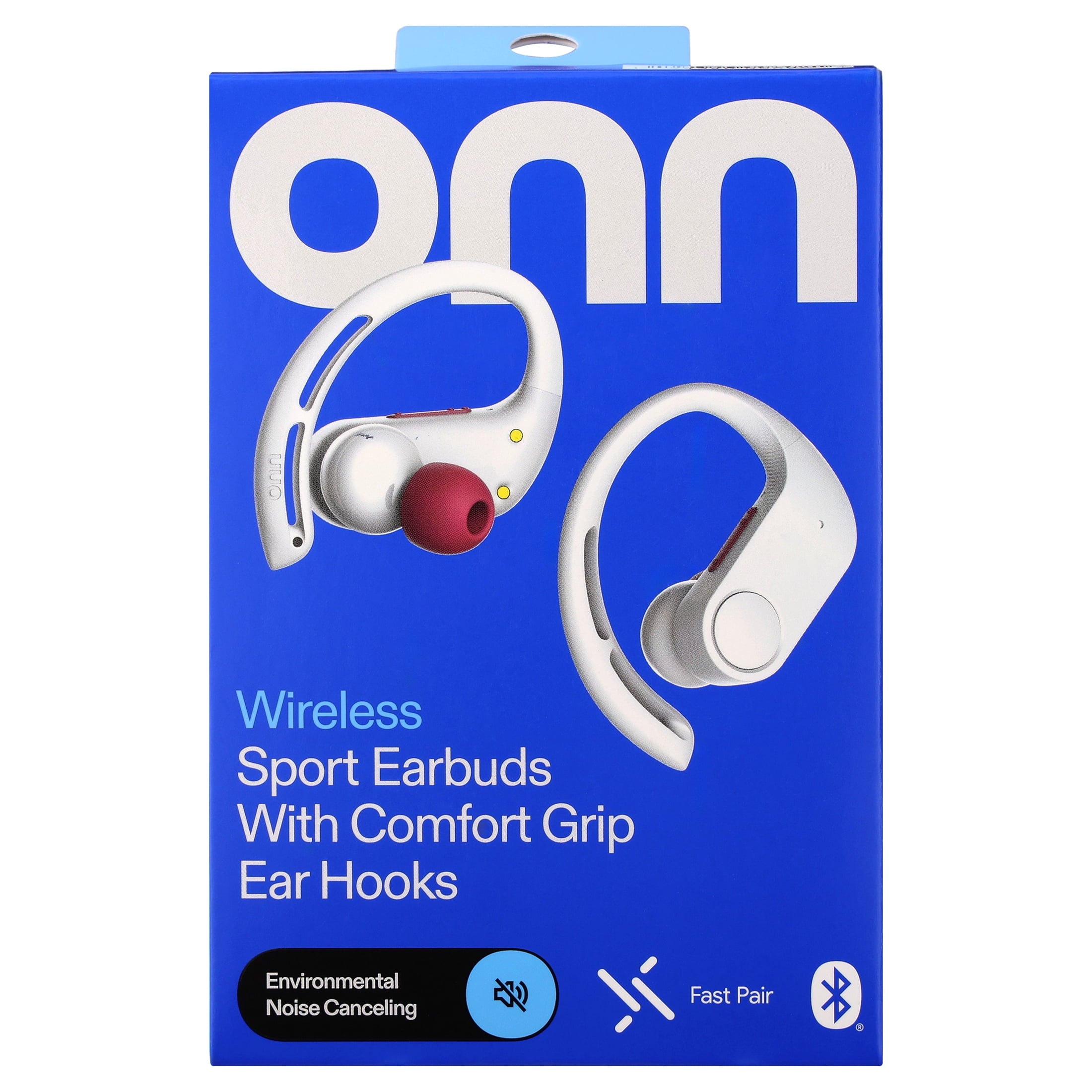 onn Wireless Sport Earbuds with Comfort Grip Ear Hooks, Black