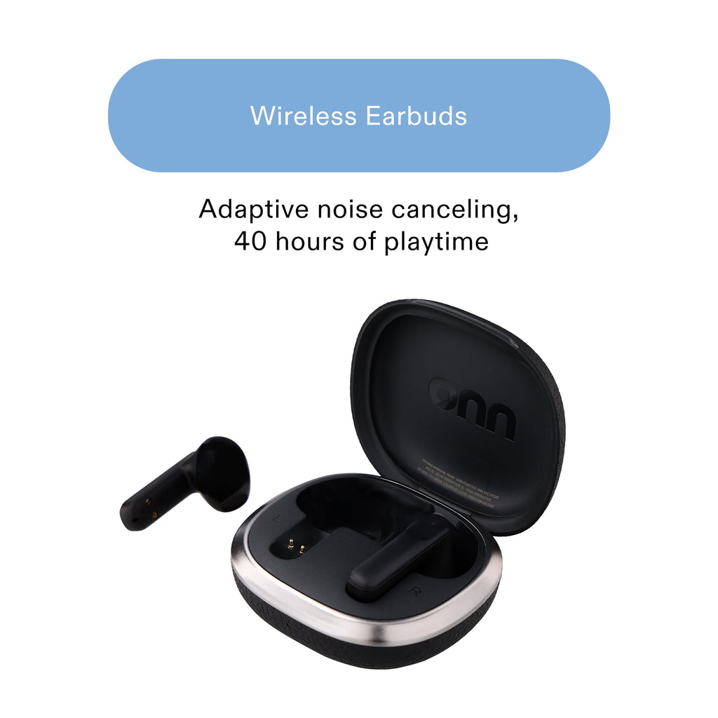 onn Hushbyte Wireless Earbuds, Black