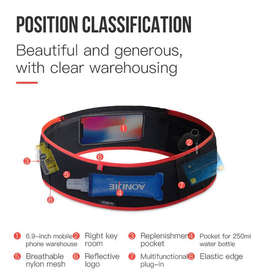 AONIJIE Running Belt Fanny Pack with 250ml Soft Water Bottle Flask, Moisture Wicking Waist Pack Great for Marathon Climbing Jogging Cycling Workout(Full Black,L/XL)