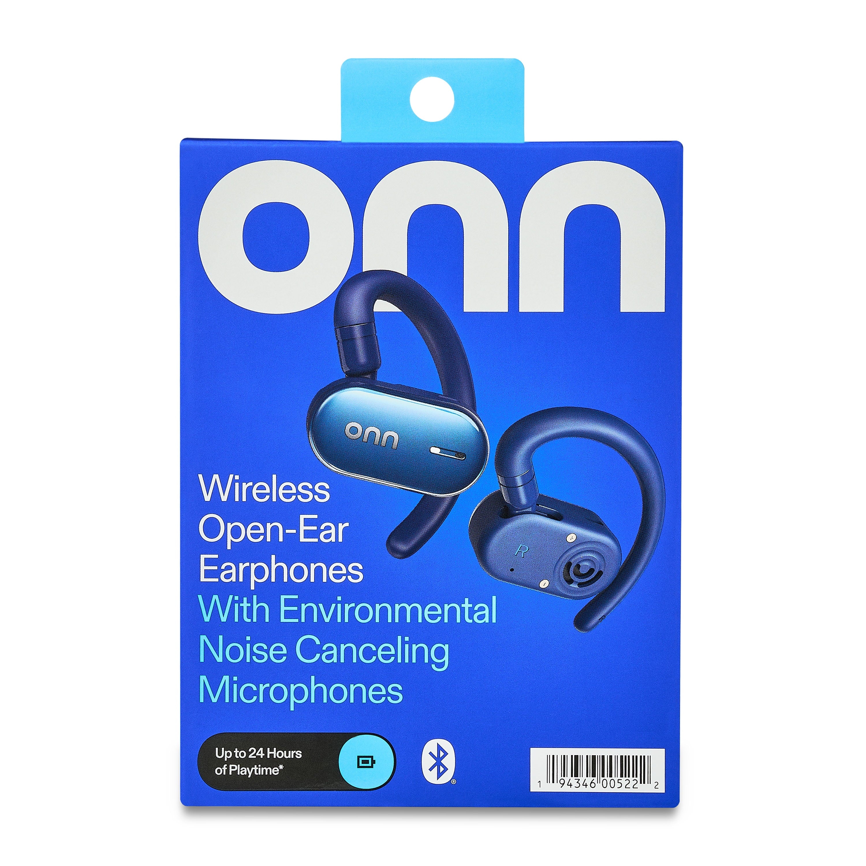 onn Open-Ear Wireless Earphones with Noise Canceling Microphones, Blue