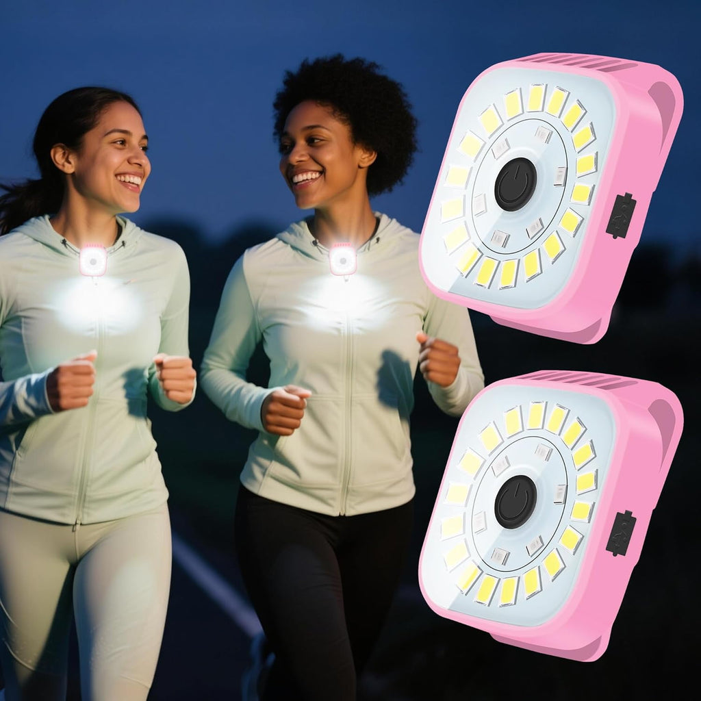 XZHANH-2 Pack Pink Running Lights for Runners, Running Accessories for Women, Rechargeable Walking Light for Night Walking, Clip On Light Flashlight, LED Safety Light Gear for Hiking Camping Jogging