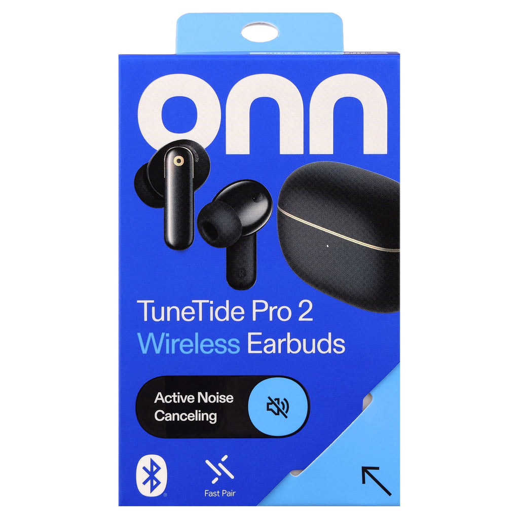 onn TuneTide Pro 2 Wireless Earbuds, White