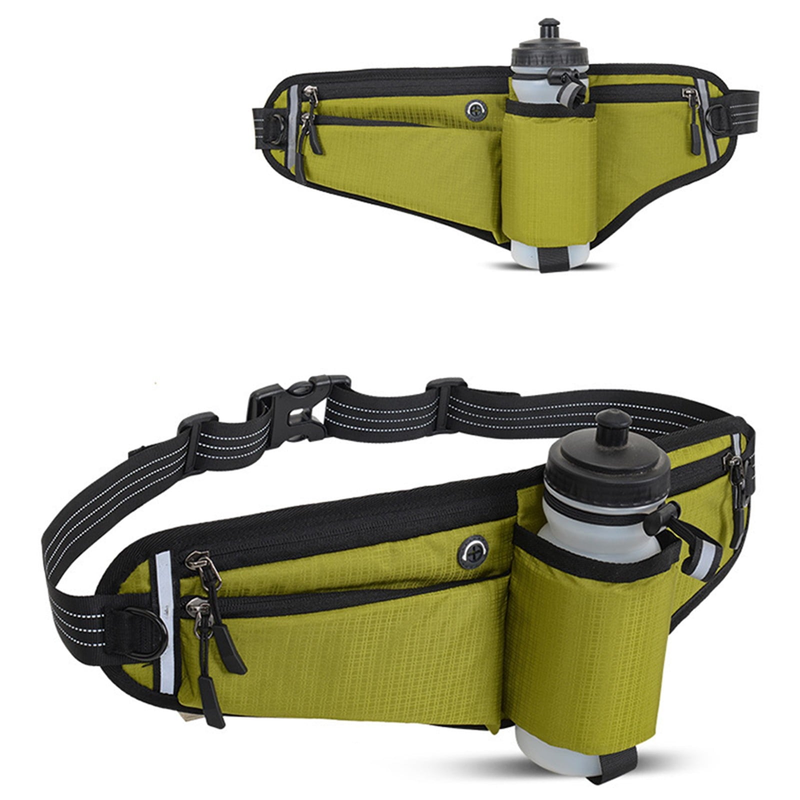 Running Belt for Women & Men with Water Bottle Holder,17.7x7inch Waterproof Running Waist Packs,Multi Functional Running Gear Accessories,Suitable for Marathons and Outdoor Running(Green)