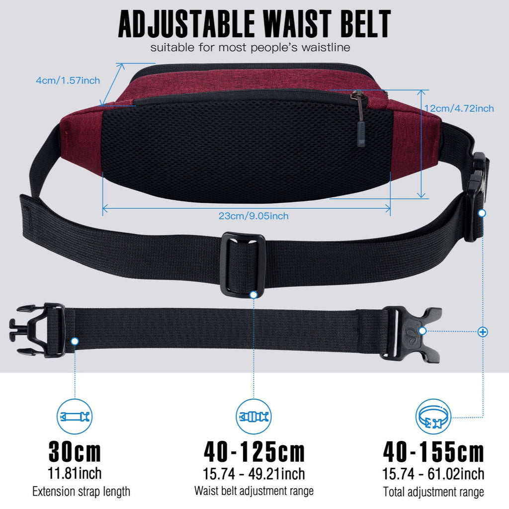 WATERFLY Unisex Lightweight Running Hiking Jogging Nylon Fanny Pack Waist Bag-Dark Blue