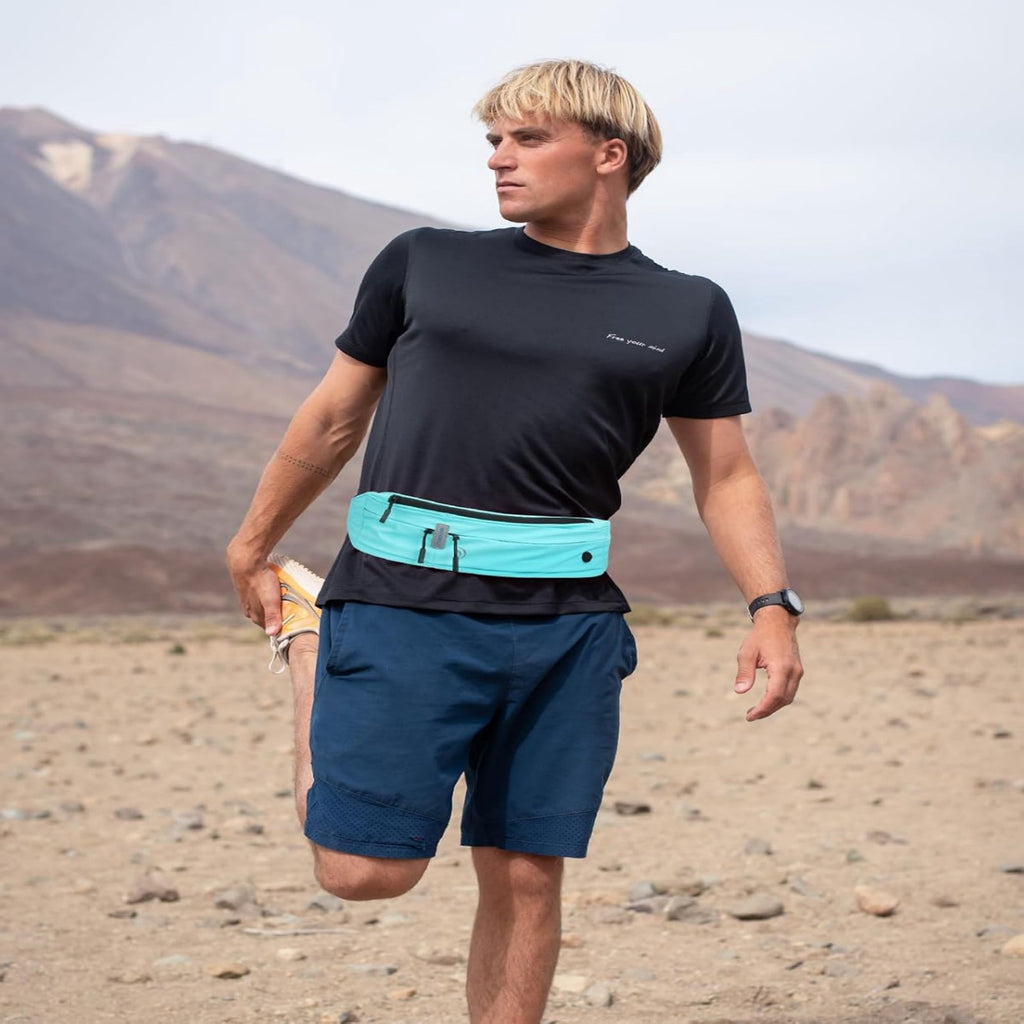 WATERFLY Unisex Adjustable Non-Slip Jogging Exercise Fitness Nylon Running Waist Belt,Black
