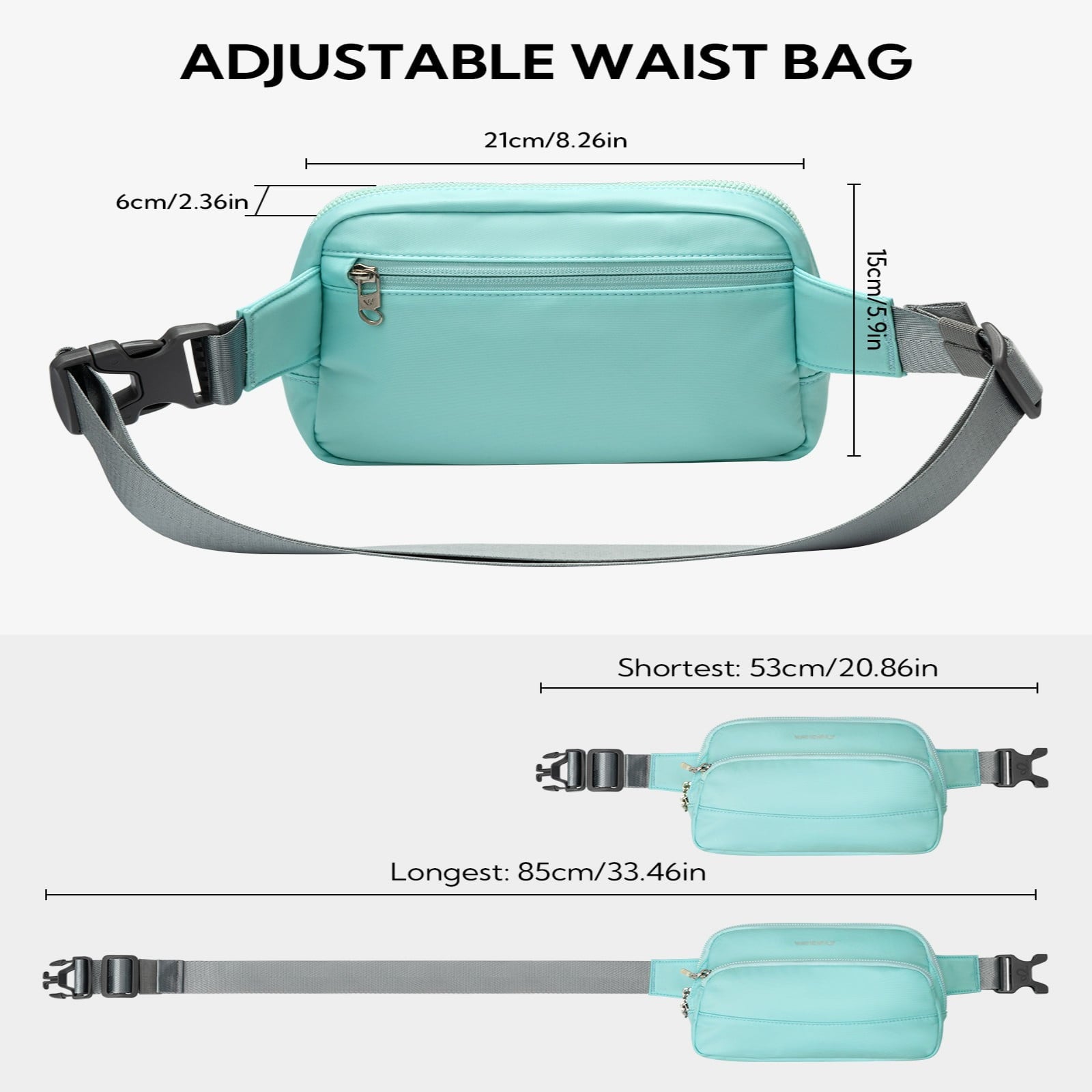 WATERFLY Fanny Pack – Lightweight 2L Nylon Waist Bag for Hiking, Running & Travel | Unisex
