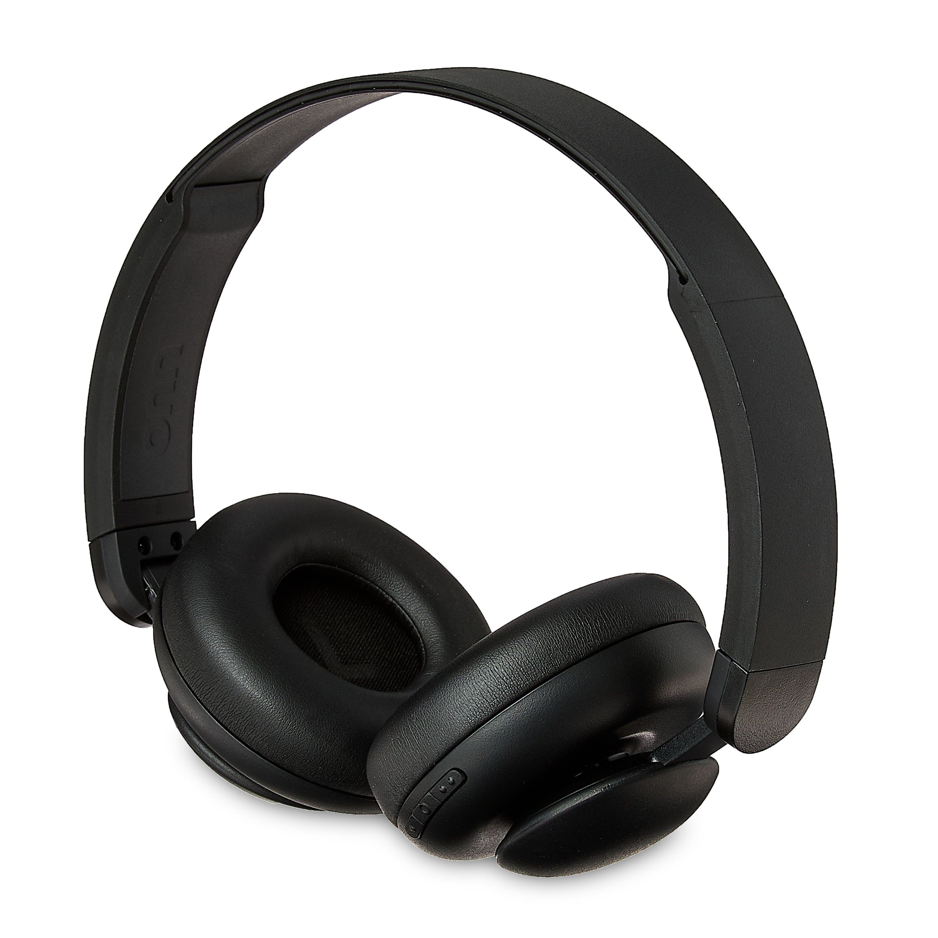 onn Wireless On-ear Headphones with Bluetooth, Black