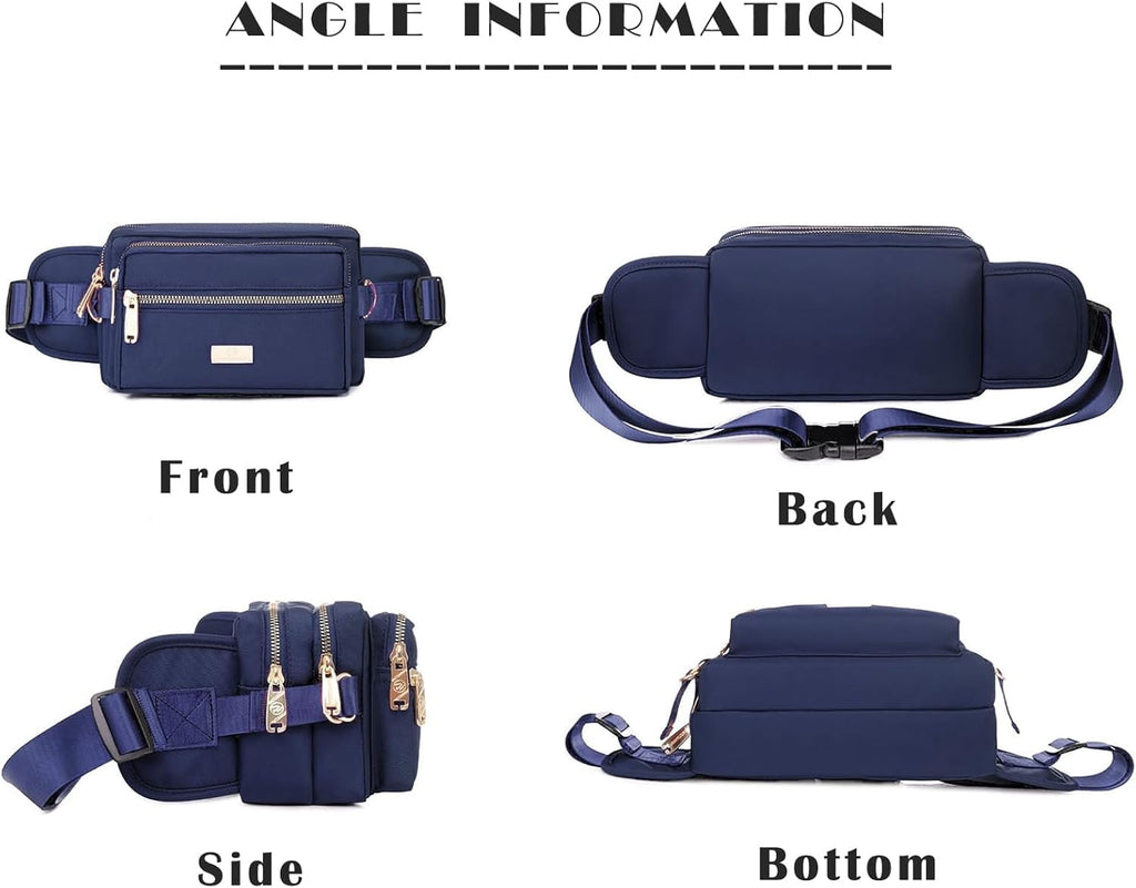 Extra Large Fashion Fanny Pack for Men Women, Waist Bag for Waterproof Hiking Running Biking Gym Outdoor Sports Travel Belt Bag