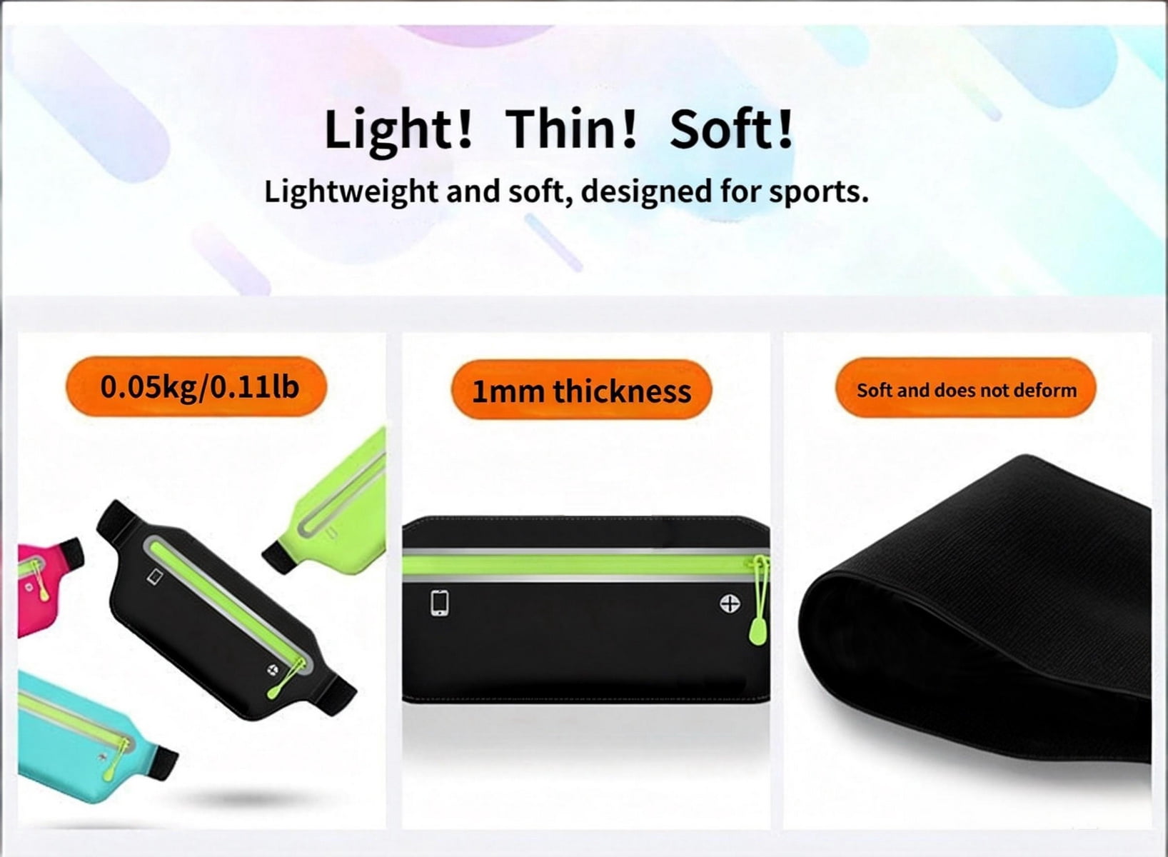 Entchin Slim Running Belt for Women Men, Runners Fanny Pack Phone Holder, Running Waist Bag for Workout