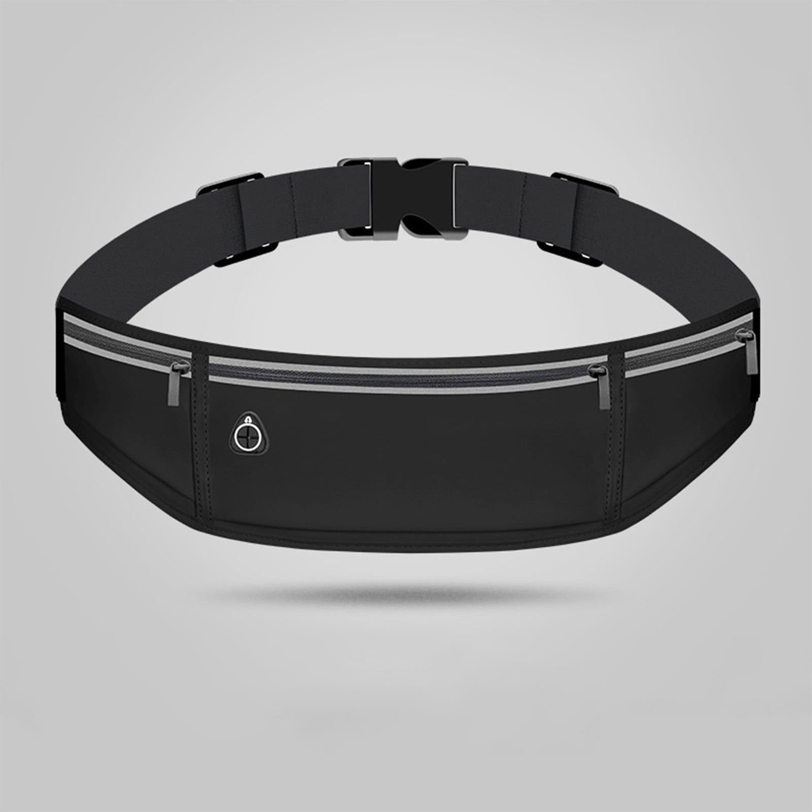 Harlier Slim Running Belt for Women Men-Runners, Phone Holder Fanny Pack, Adjustable Bounce Free Waist Pouch bag for Workout, Money Belt, Run Gear Accessories - Black