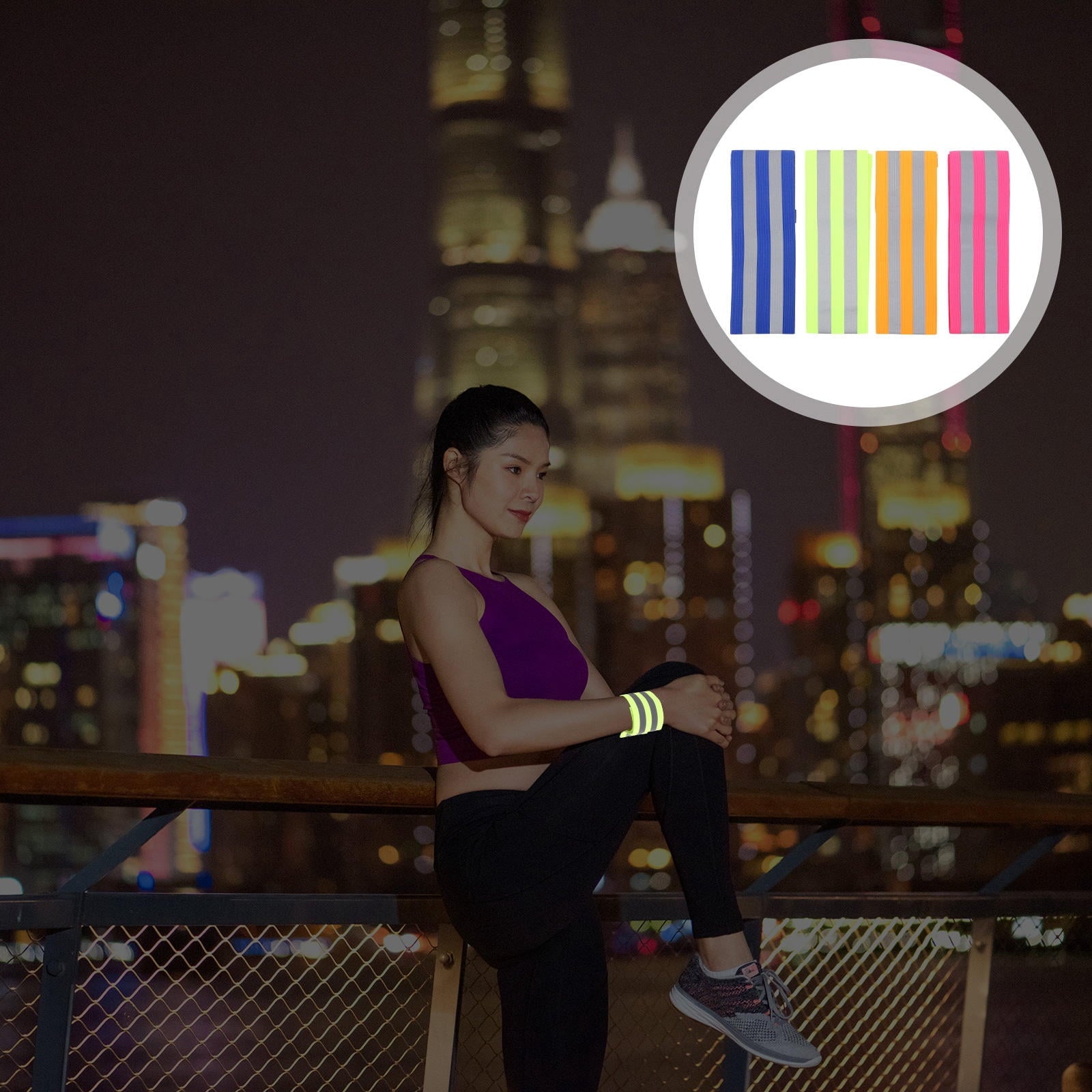 HONITANO 8 Pieces Reflective Armband Polyester Night Running Gear for Men Women Runners Cyclists Safety Warning