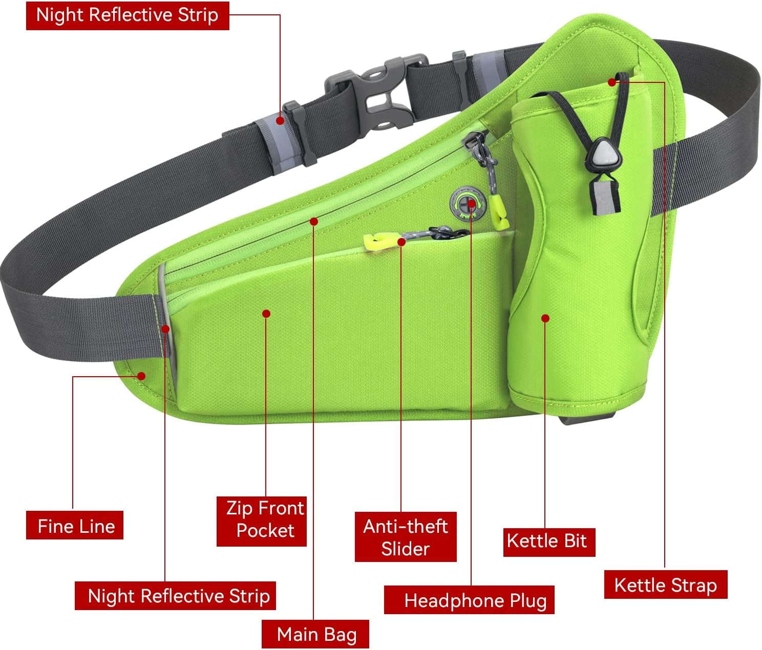 Running Belt Hydration Waist Pack with Water Bottle Holder for Men&Women Outdoor Sports (Black)