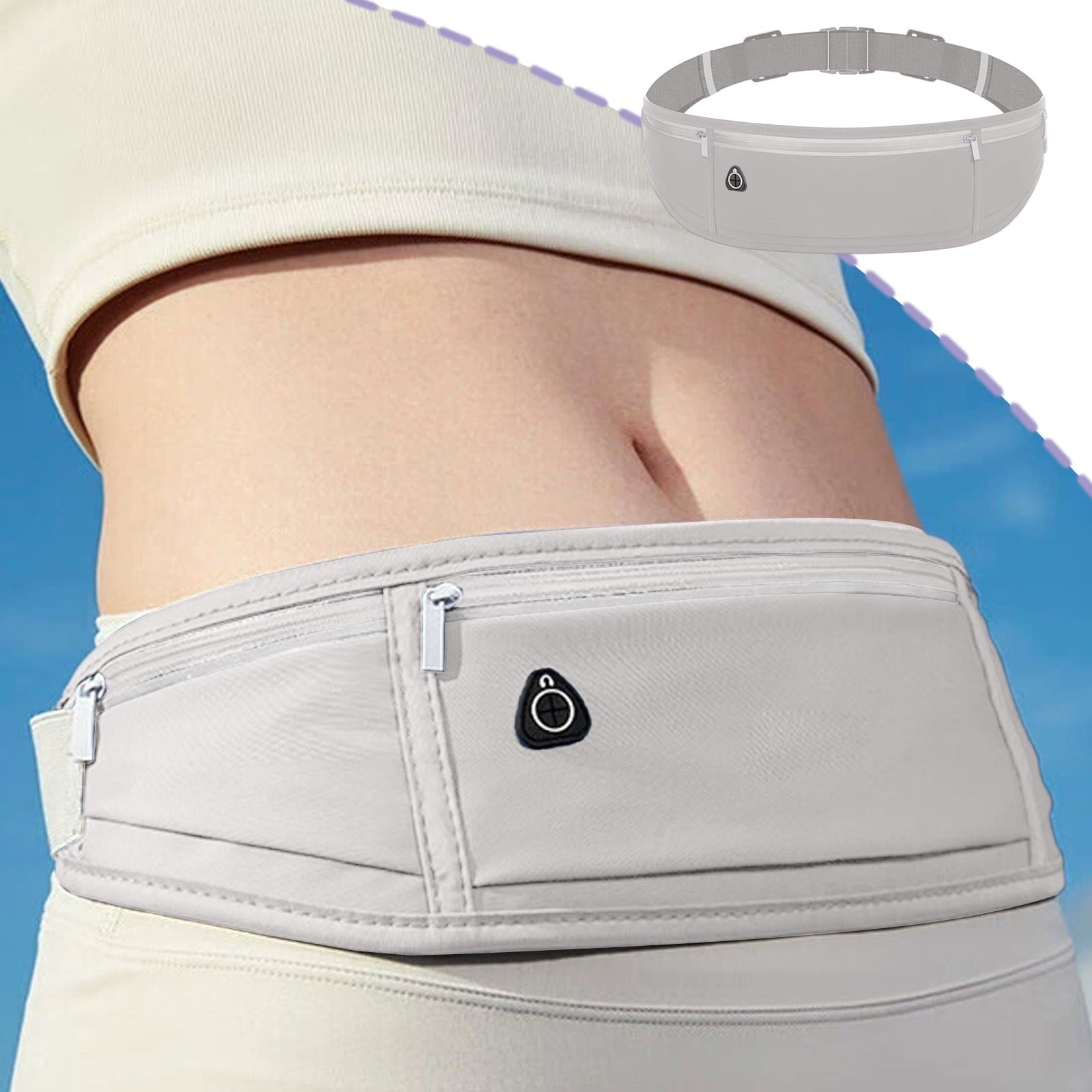 YFGEFTR Slim Running Belt, Workout Fanny Pack for Men Women, Runner Belt for Running Walking Cycling Camping Gym, Running Gear Accessories