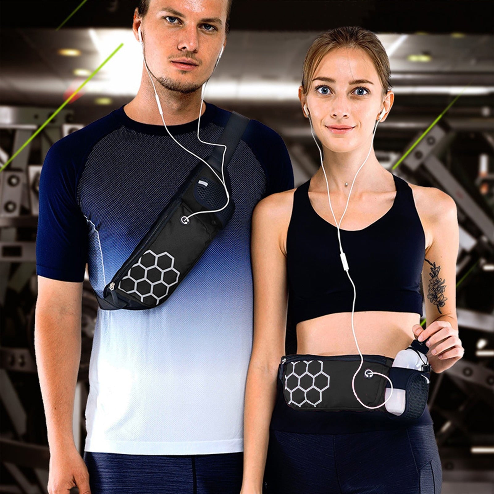 Running Waist Pack with Water Bottle Holder | Waterproof Sports Belt Bag for Phone & Keys | Unisex Fanny Pack 27x14cm | Lightweight Marathon Running Gear & Hiking Hydration Pack | 100g