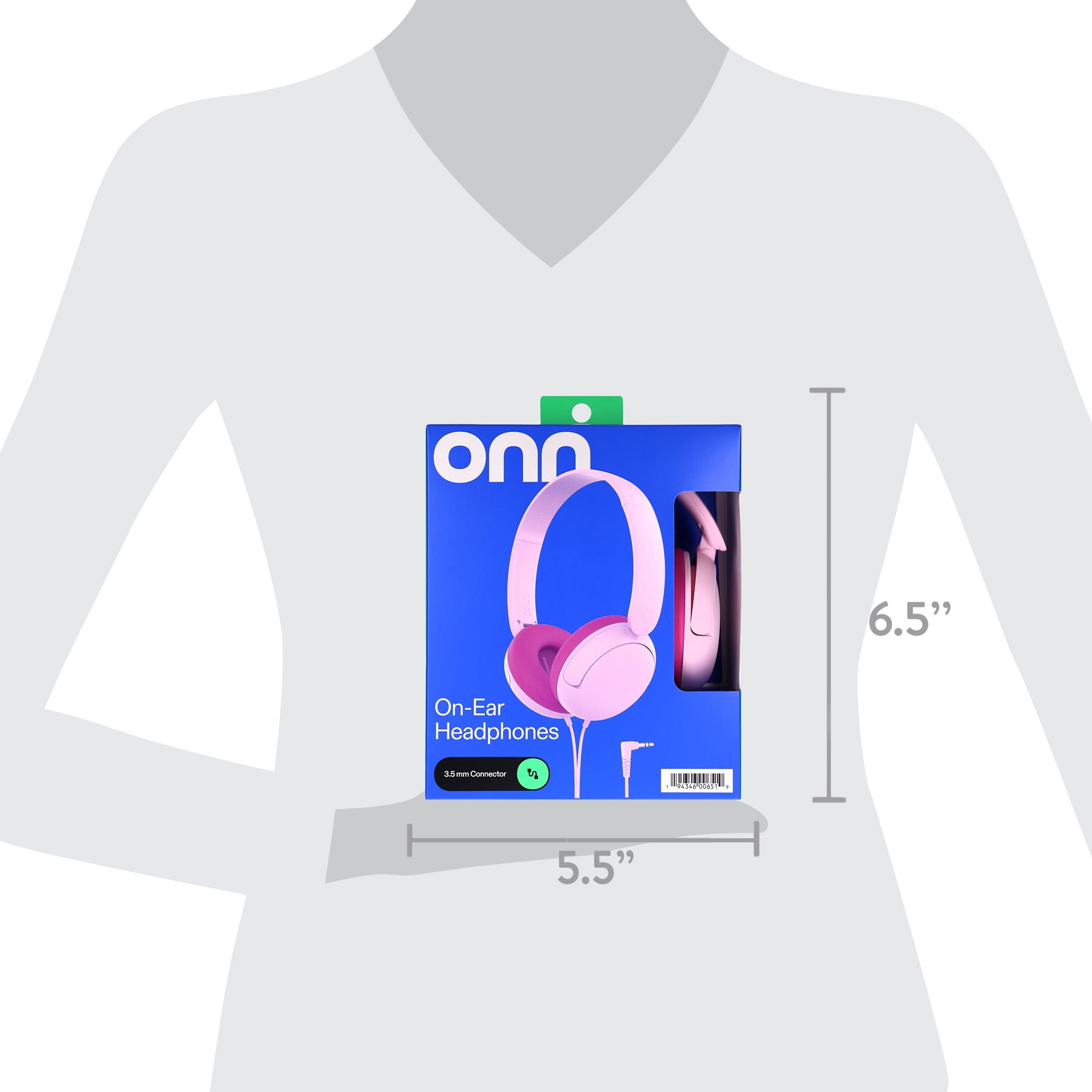 onn On-Ear Headphones with 3.5 mm Connector, Pink