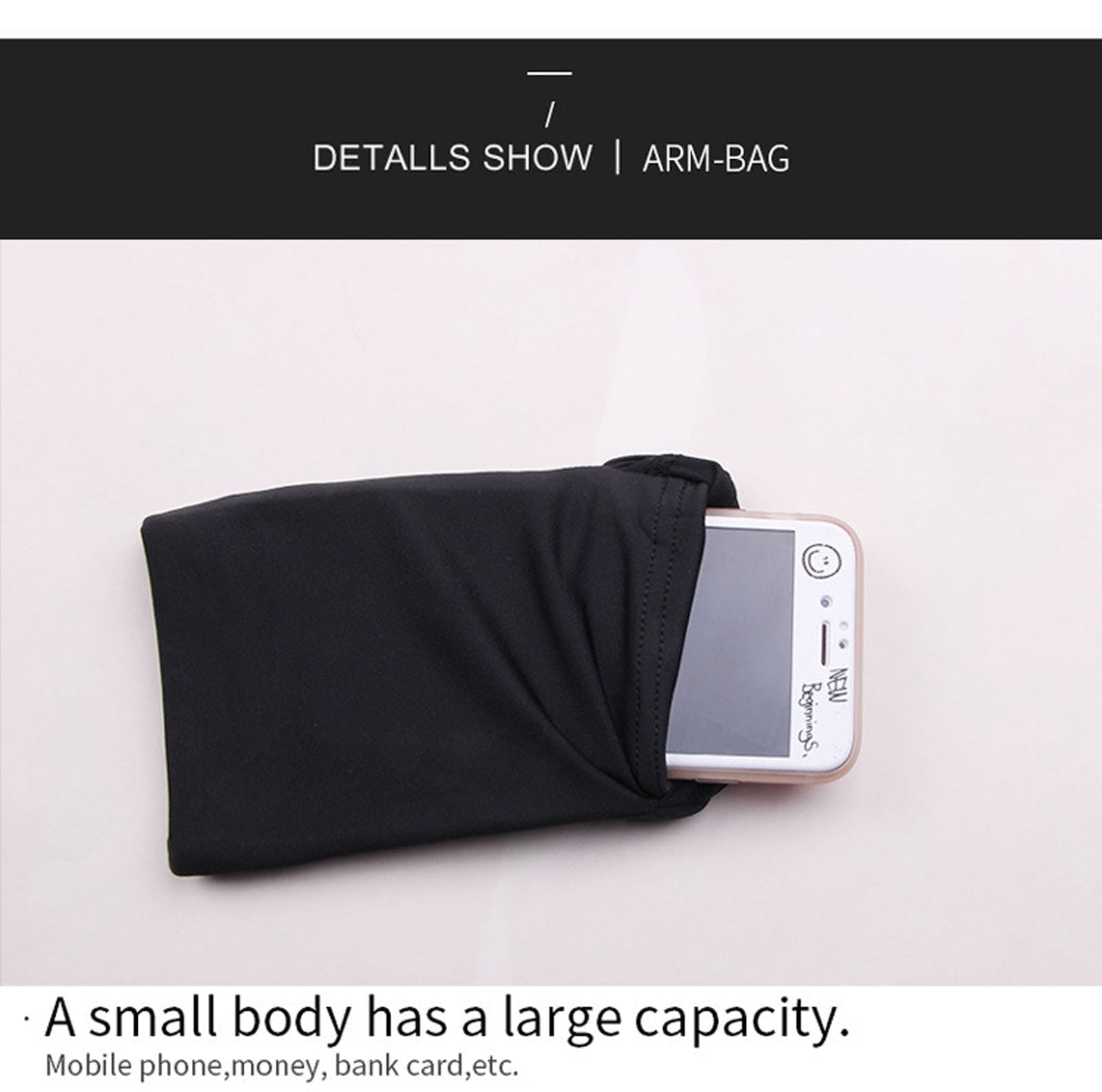 Summercome Phone Armband, Sports Running Armband for Women & Men, Lightweight & Comfortable Arm Band Strap, Running Phone Holder Pouch Sleeve, Ideal for Exercise Workout for All Cellphone, Black