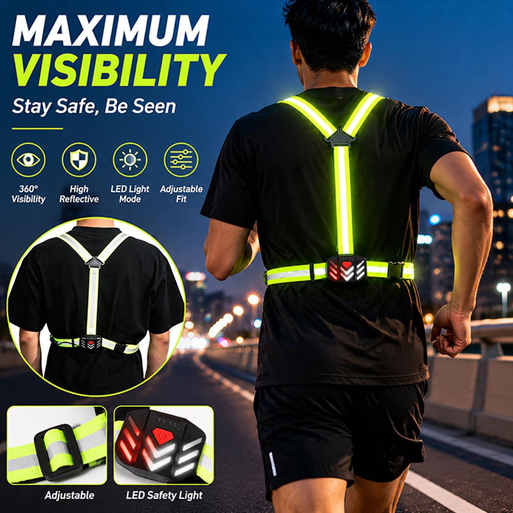 Running Lights for Runners Reflective Vest Night Running Gear LED Safety Lights for Outdoor Jogging Cycling Hiking
