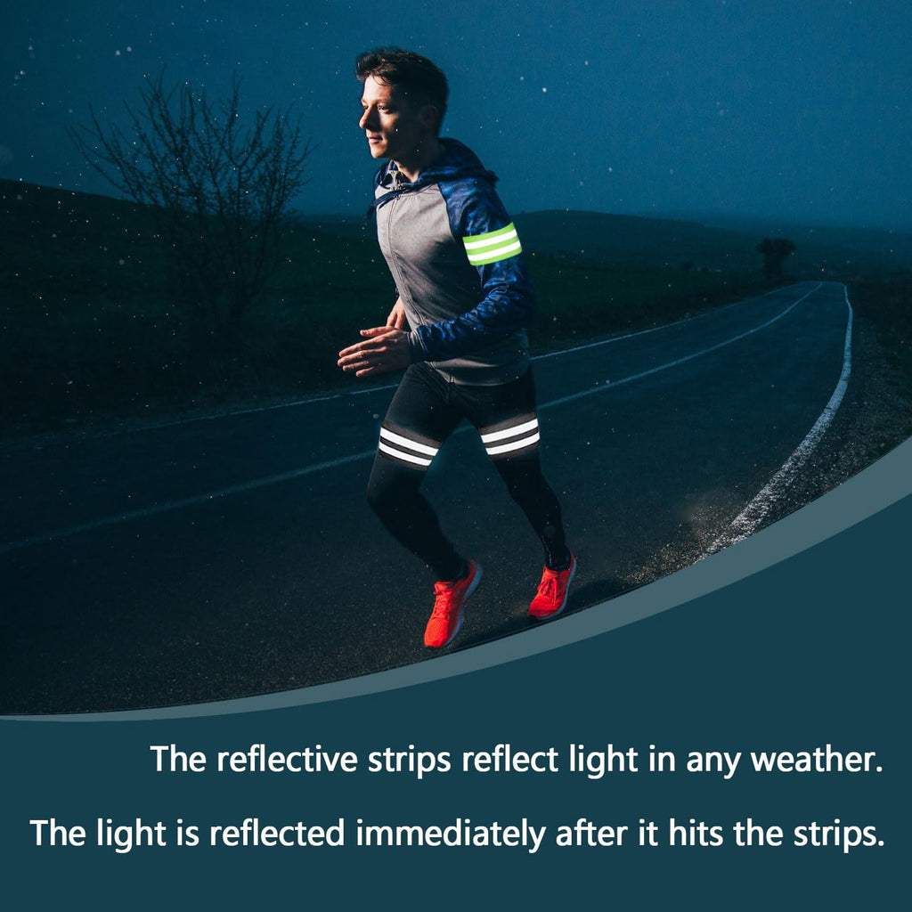 6 Pieces Reflective Strips Reflective Running Gear Reflective Armbands Flexible Reflective Strips Reflective Arm Bands Adults For Running Jogging Hiking Walking