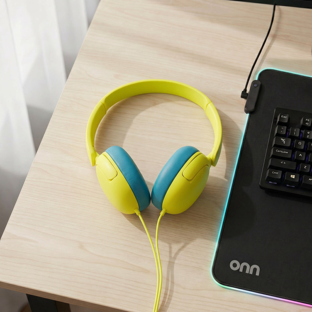 onn On-Ear Headphones with 3.5 mm Connector, Pink