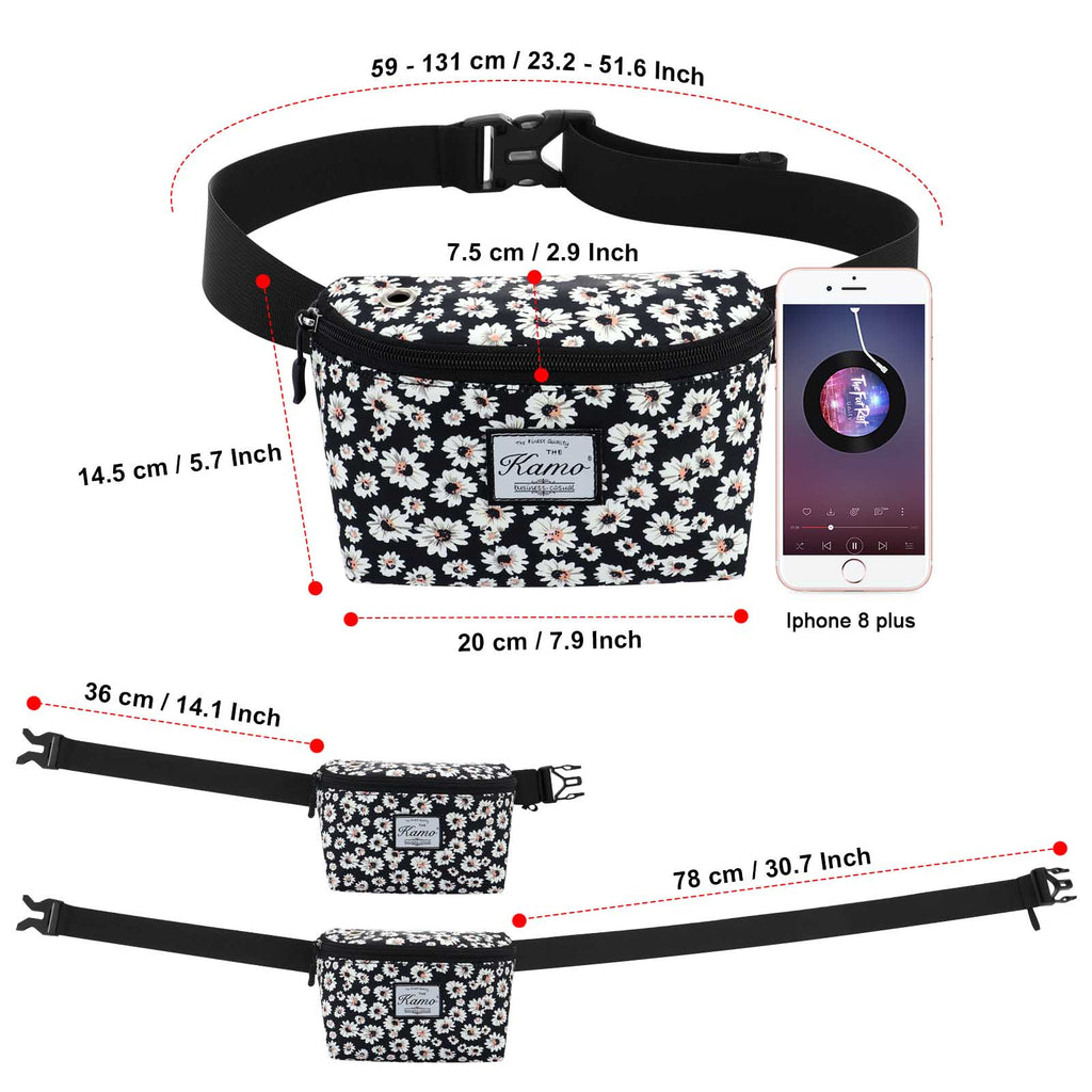 HAWEE Fanny Packs for Women - Slim Yet Spacious Waist Pack with Headphone Cord Access - Lightweight Fannie Hip Bag Great for Hiking, Walking, Biking, Running, Travel