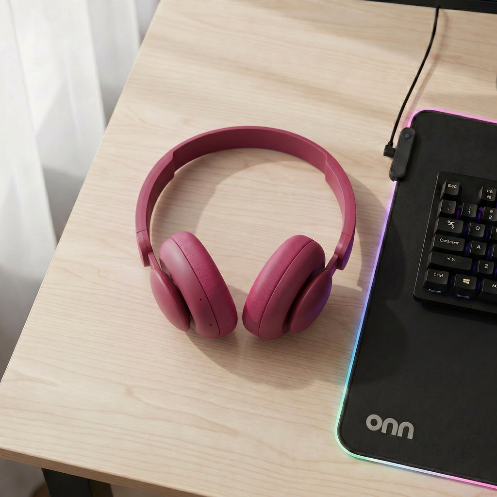 onn Wireless On-ear Headphones with Bluetooth, Black