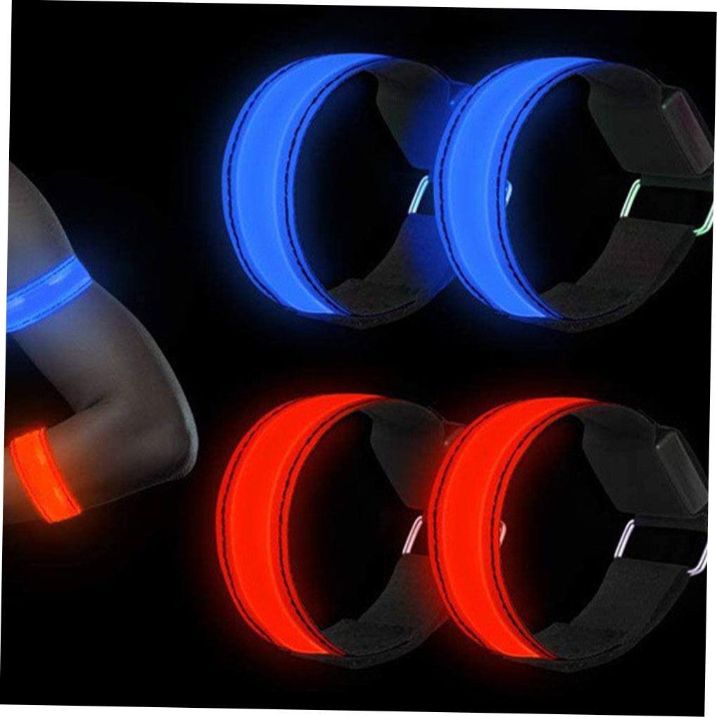 LULULION 2Pcs Rechargeable Red Reflective Running Gear Adjustable Lightweight Nylon LED Armband