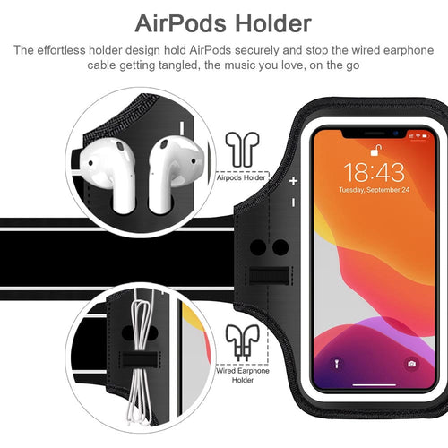 iPhone 16 15 Pro Max & Plus Armband, JEMACHE Gym Sport Workout Running Arm Band Holder for iPhone 16/15/14/13/12/11 Pro Max/Plus (Dark)