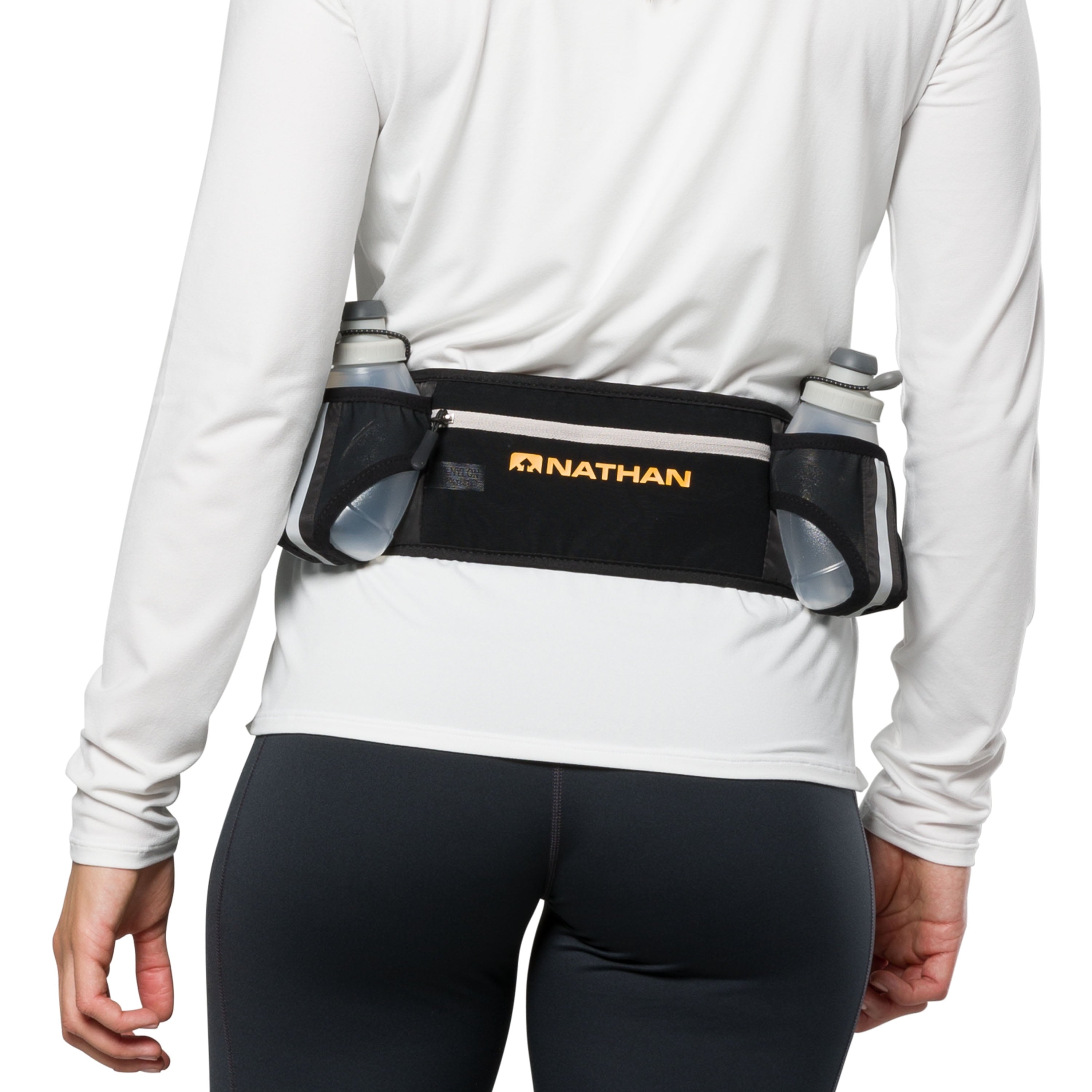 Nathan Dual Bottle Hydration Belt Black/Marigold OSFA