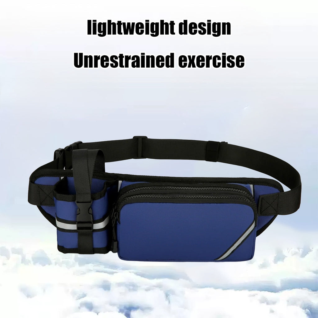 SIYTUAU Hydration Running Belt With Water Bottle Pocket Sports Waist Pack For Fitness Hiking Outdoor Adjustable Reflective Blue Nylon Bottle Waist Pack Blue