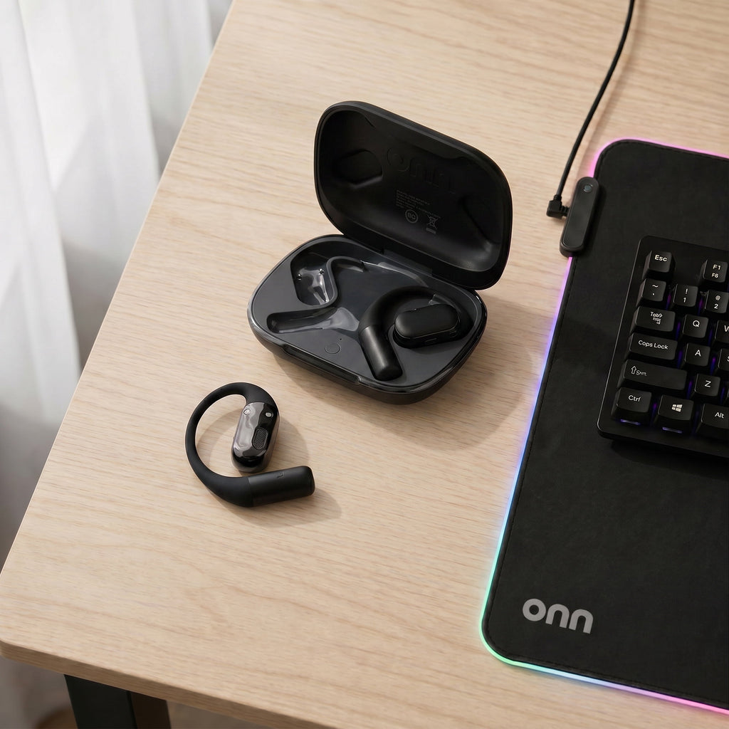 onn Trekster Pro Wireless Open-Ear Earphones, White