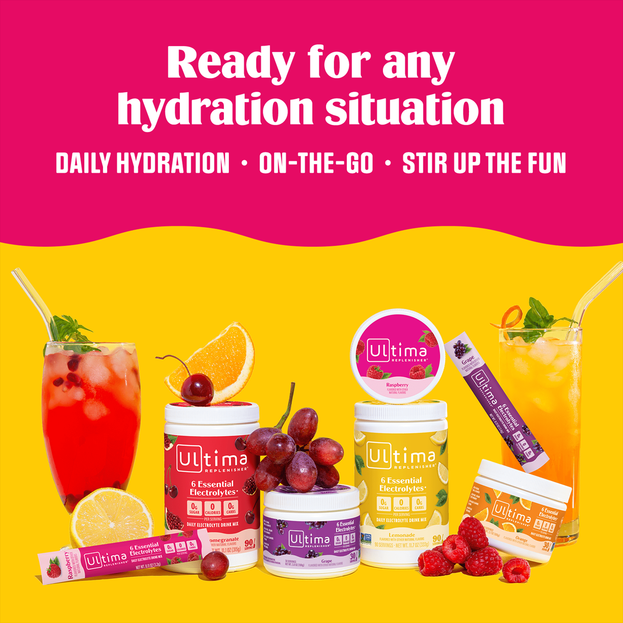 Ultima Replenisher, Electrolyte Drink Mix Packets, Sugar Free Daily Hydration Powder, Mocktini Variety Pack, 16 Count Stickpacks