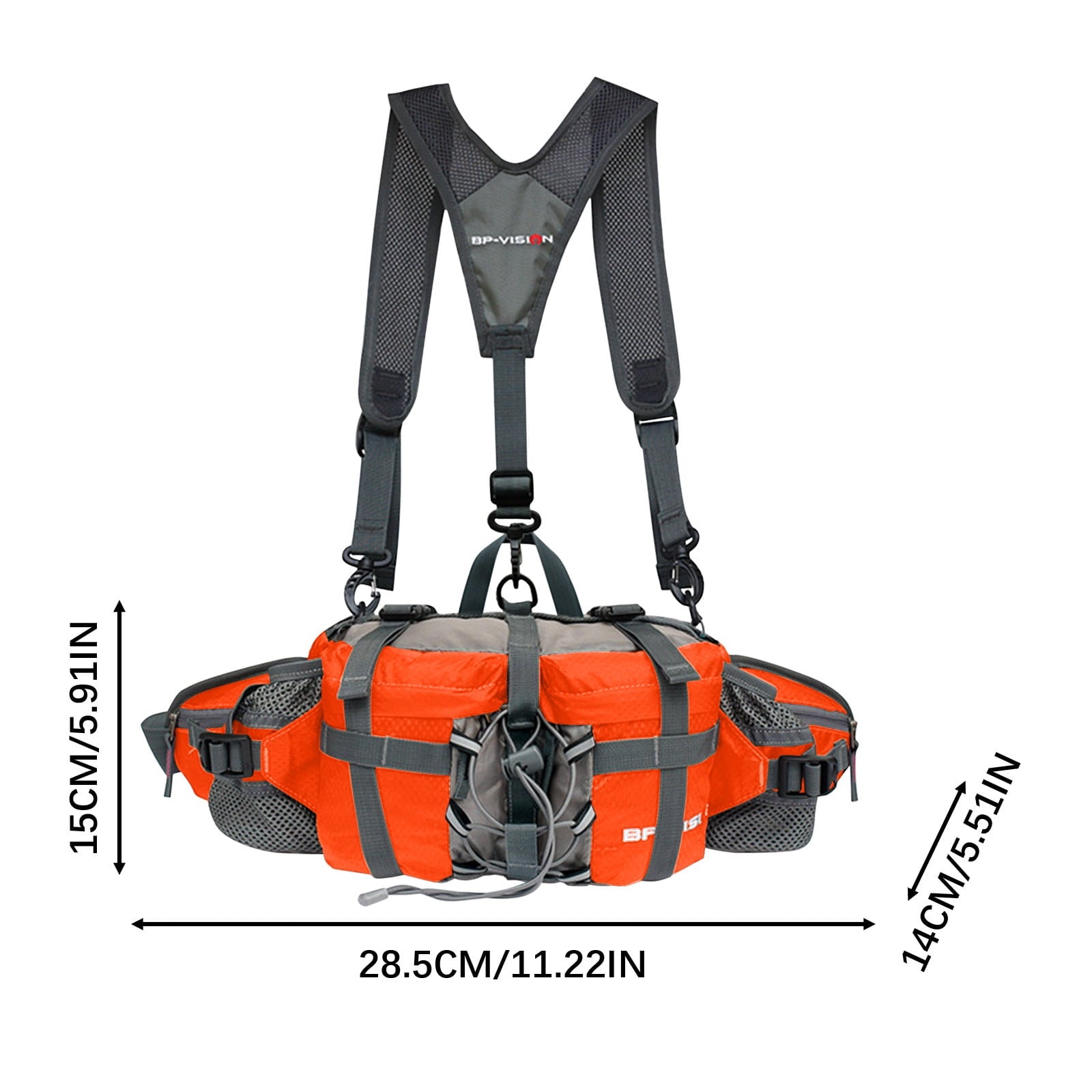 PATLOLLAV Hiking Fanny Pack with Water Bottle Holder,Double Shoulder Straps, Hiking Essentials for Men Women Waterproof Outdoor Waist Bag, Lumbar Backpack for Fishing Hunting Running Sports
