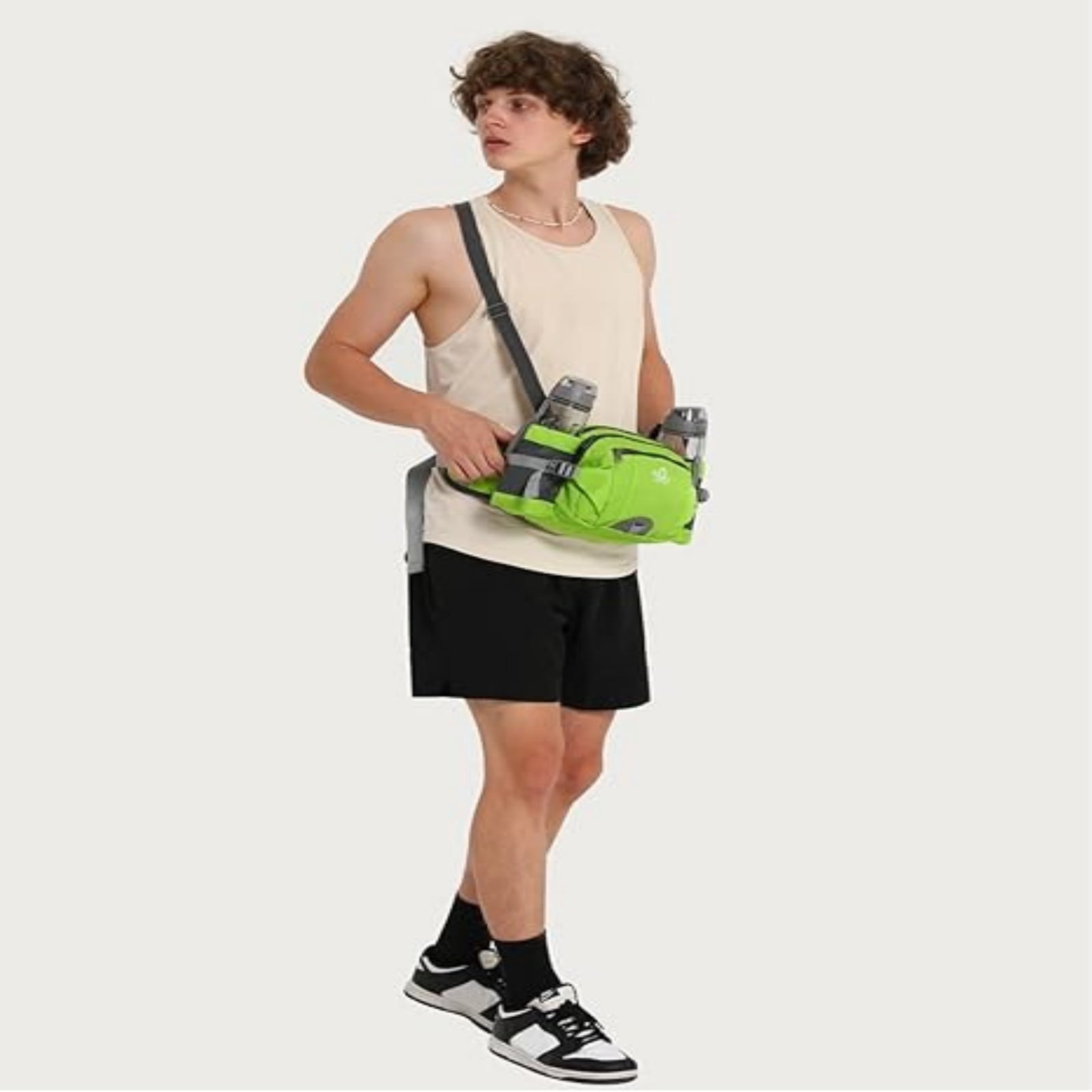 WATERFLY Unisex Large Capacity Hiking with Bottle Holder Nylon Fanny Pack Waist Bag,Gray
