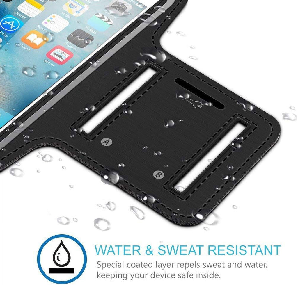 Water Resistant Cell Phone Armband Case Running Holder for iPhone Pro Max Plus (15/14/13/12/11/X/XS/XR/SE) Galaxy S Ultra Plus Edge Note (S24/S23/S22/S21/20/10/9) Adjustable Strap & Key Pocket - Green