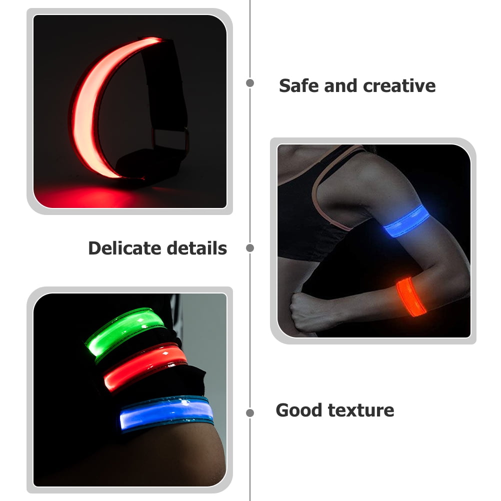 LULULION 2Pcs Rechargeable Red Reflective Running Gear Adjustable Lightweight Nylon LED Armband