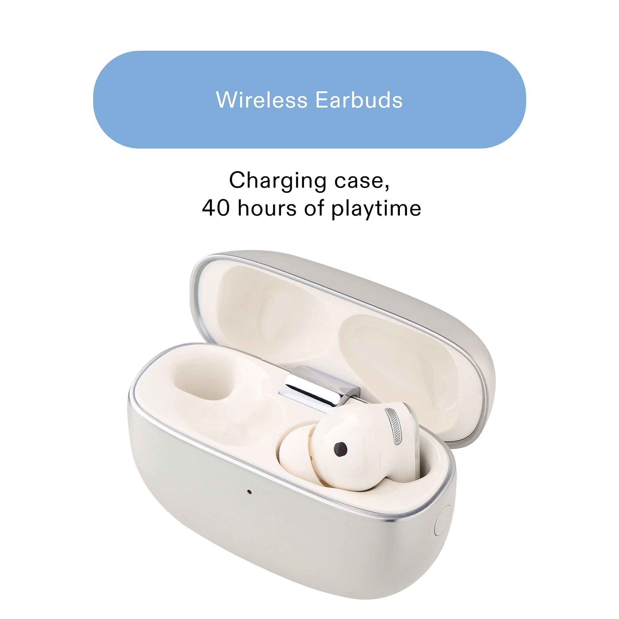 onn TuneTide Pro 2 Wireless Earbuds, White