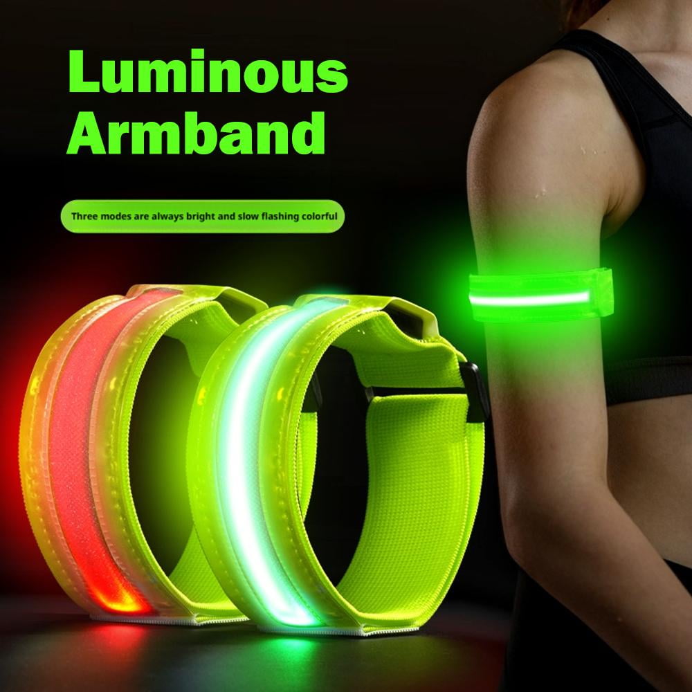 Rechargeable LED Armband 2-Pack, Running Lights for Runners, Light Up Arm Bands for Walking Running, Reflective Running Gear for Night Safety,6 Colors & 3 Modes & Adjustable Wristbands