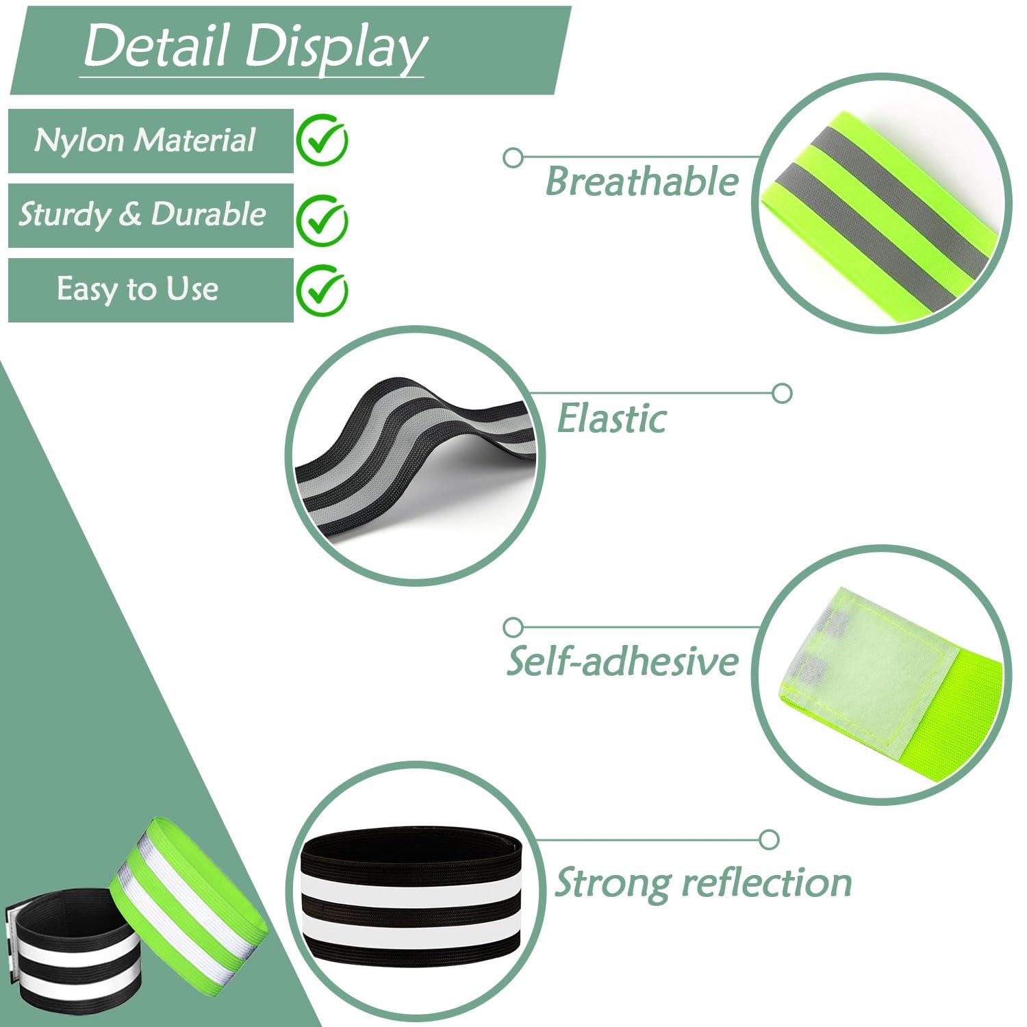 6 Pieces Reflective Strips Reflective Running Gear Reflective Armbands Flexible Reflective Strips Reflective Arm Bands Adults For Running Jogging Hiking Walking