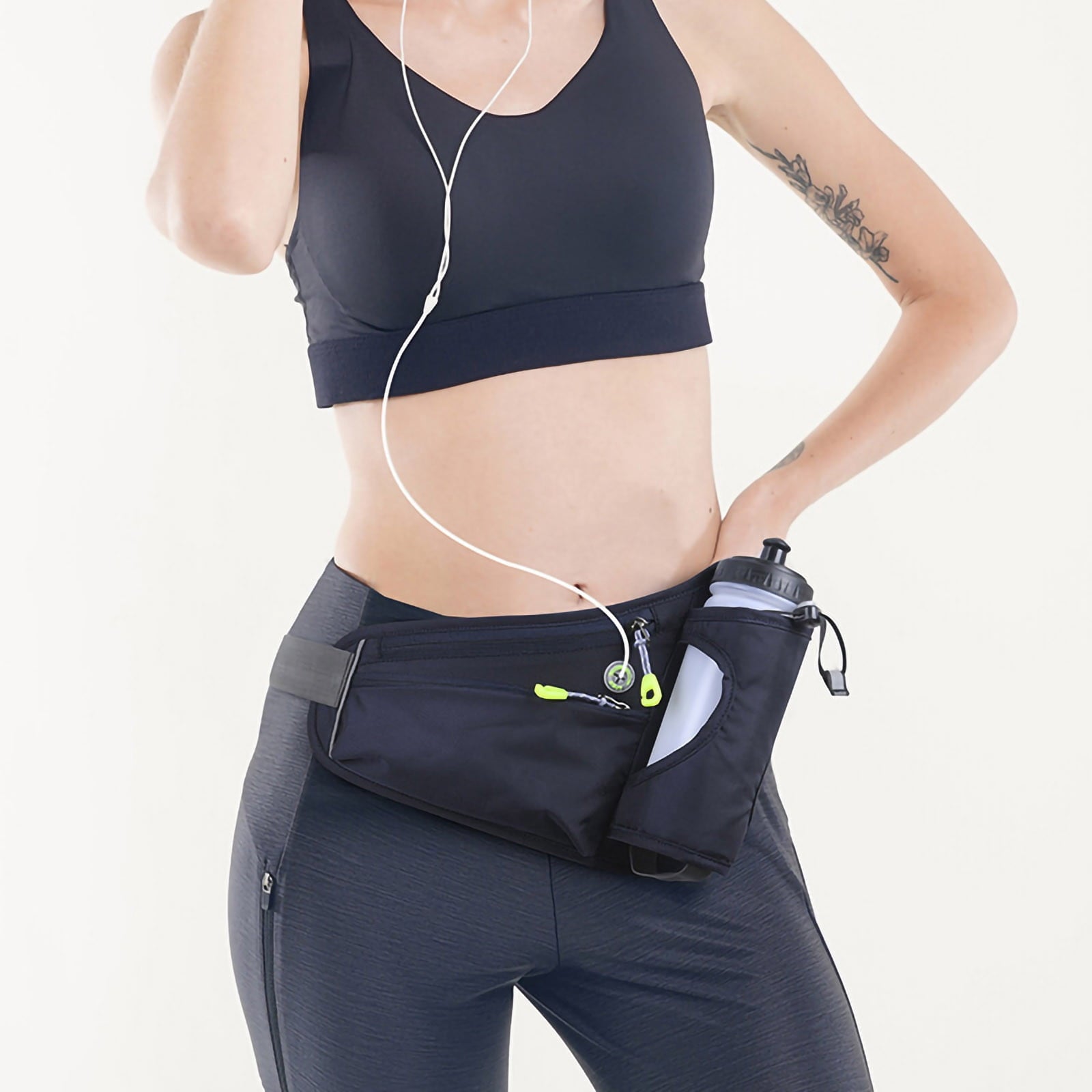 Running Water Bottle Hydration Belt with Water Bottle Holder Hiking Walking Waist Pack Adjustable Pack Compatible for Phone Waistband Outdoor Running Belt