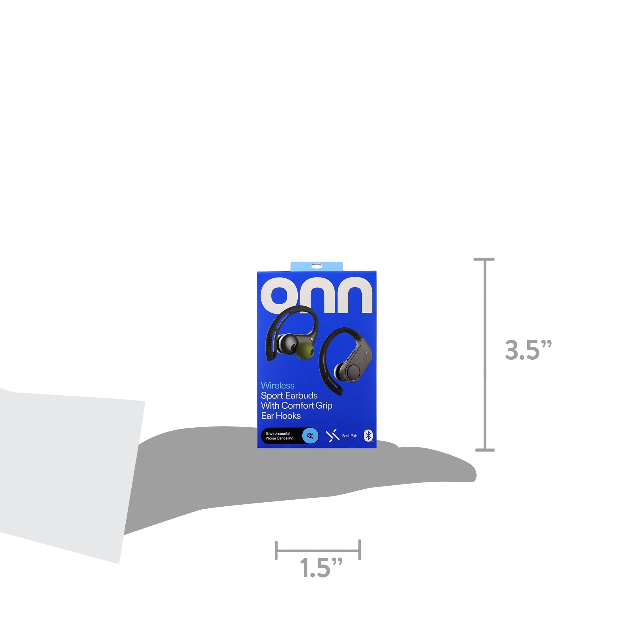onn Wireless Sport Earbuds with Comfort Grip Ear Hooks, Black