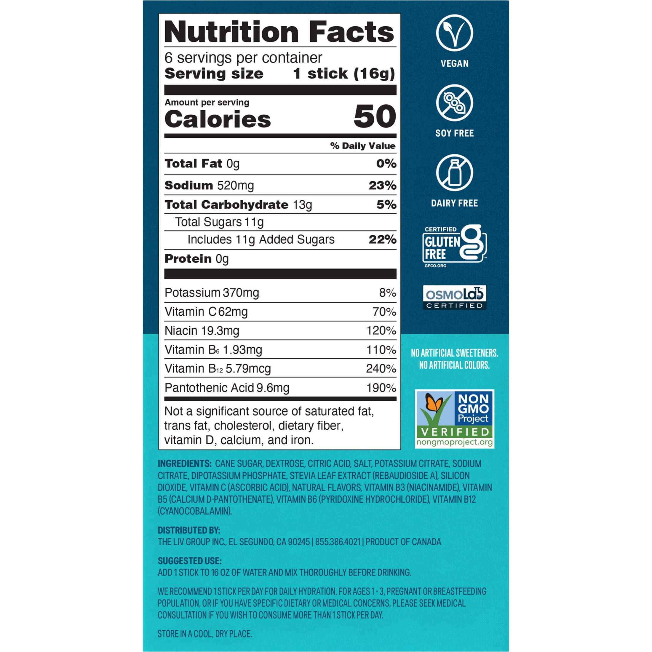 Liquid I.V.® Watermelon Hydration Multiplier® Powdered Electrolyte Drink Mix, 6 Count Packets