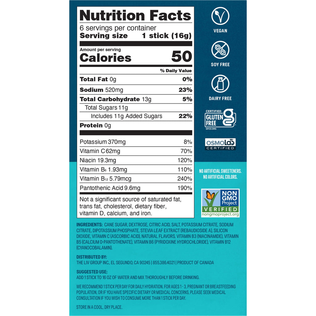 Liquid I.V.® Lemon Lime Hydration Multiplier® Powdered Electrolyte Drink Mix, 6 Count Packets
