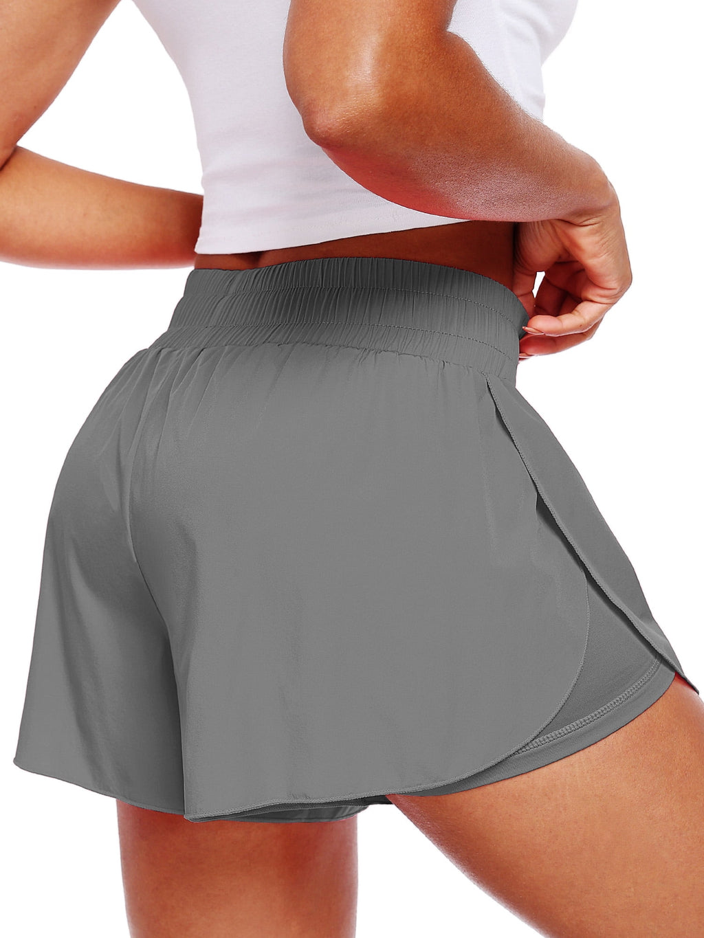 NELEUS Womens 2 in 1 Workout Yoga Shorts for Athletic Gym Running Casual Summer Short with Pocket,Navy Blue,US Size L
