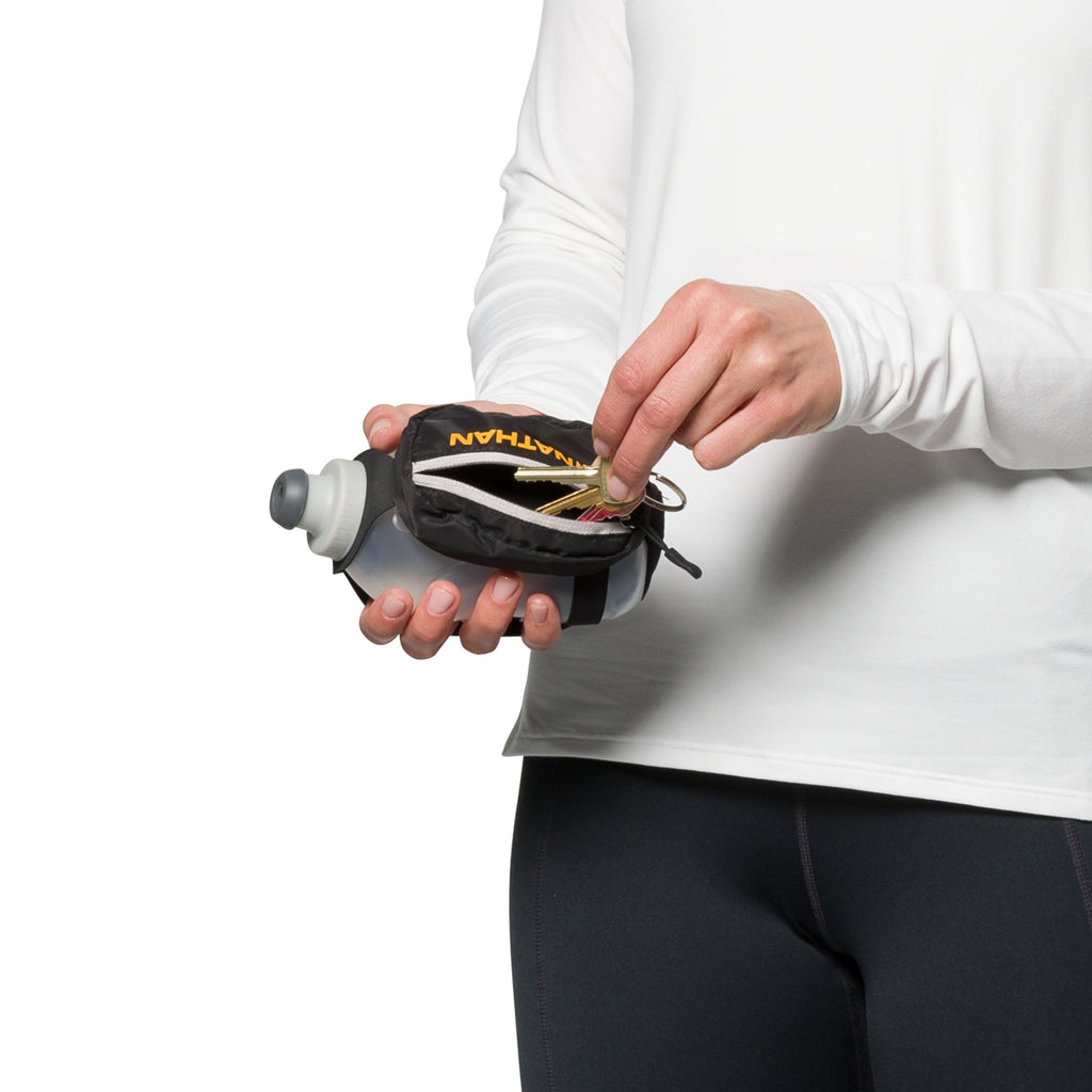 Nathan 12oz Handheld Running Bottle Holder, Black/Marigold OSFA, 1 Pack