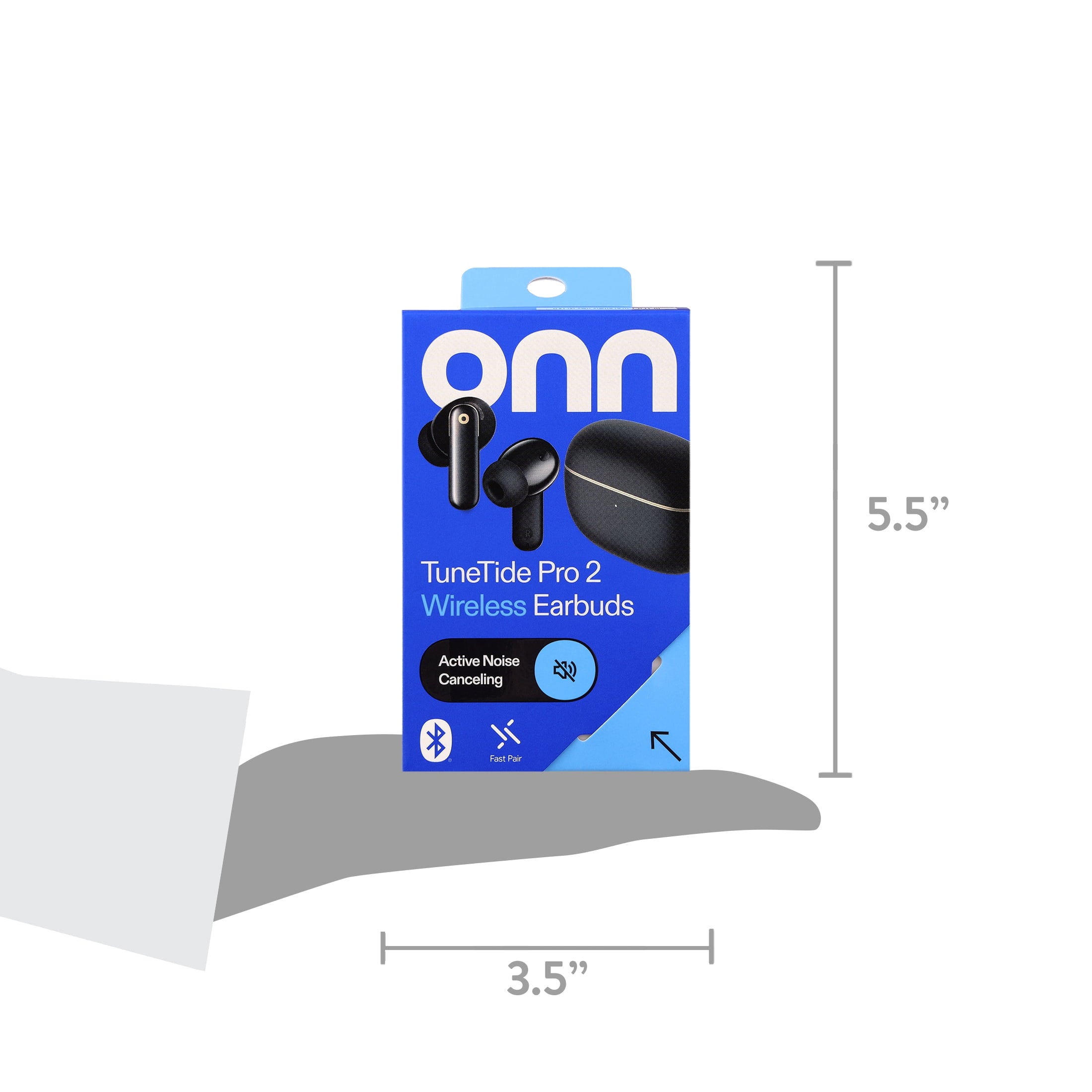 onn TuneTide Pro 2 Wireless Earbuds, Black
