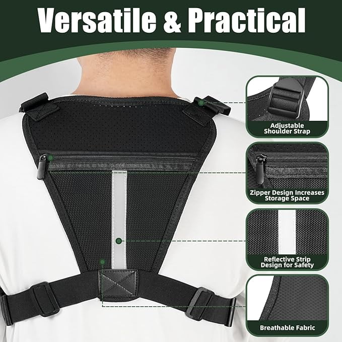 Chest Bag for Men,Running Pack Vest for Workouts,Water Resistant Sports Chest Pack For Running