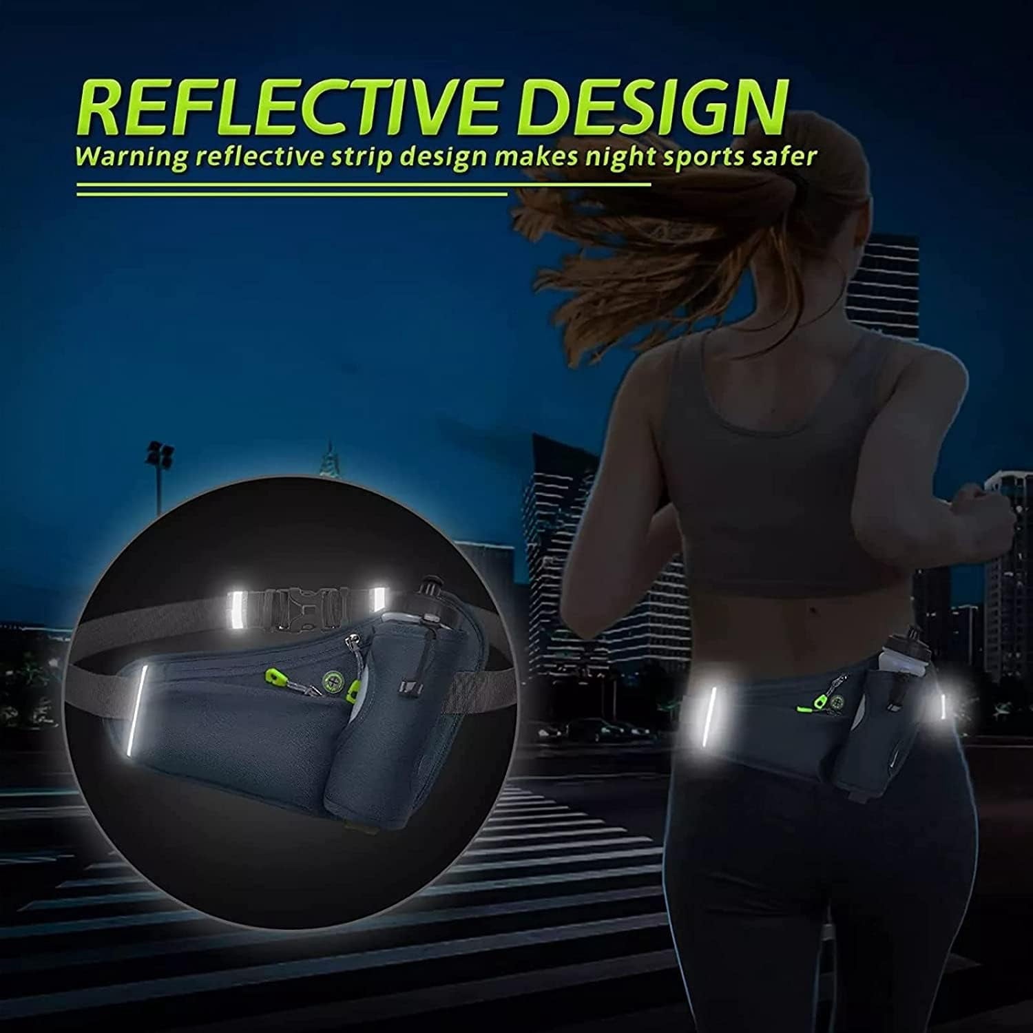 Running Belt Hydration Waist Pack with Water Bottle Holder for Men&Women Outdoor Sports (Black)
